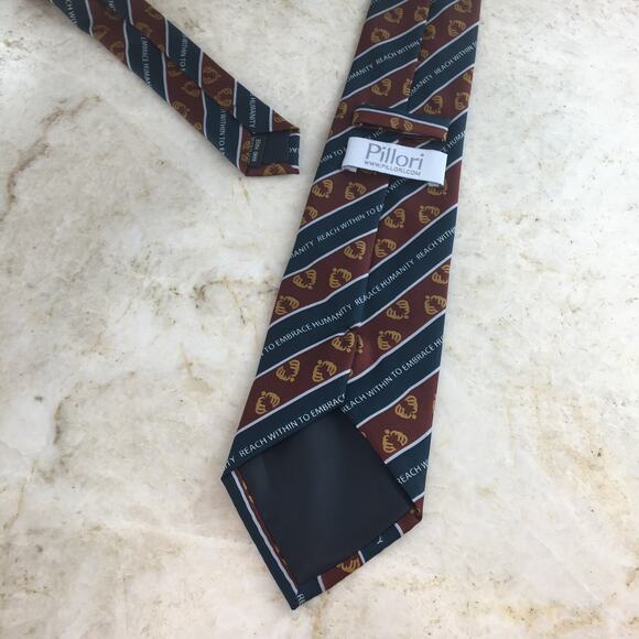PILLORI " REACH WITHIN TO EMBRACE HUMANITY" NAVY BURGUNDY WHITE TIE - Picture 8 of 13